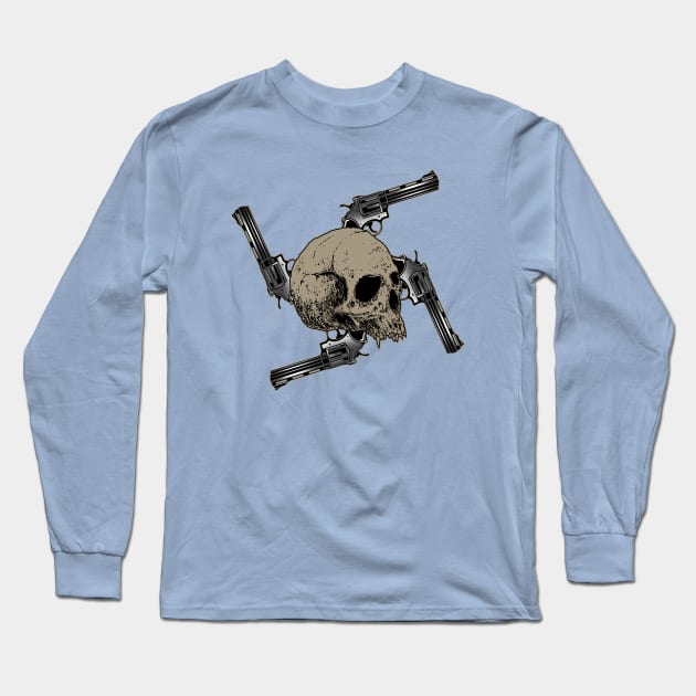 drawing gun and skull Long Sleeve T-Shirt by HornArt